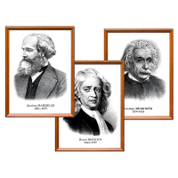 Портреты выдающихся физиков (деревянная рамка, под стеклом, комплект 8 шт.) - «globural.ru» - Махачкала