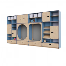 Детская стенка с местом для хранения и зонами отдыха из коллекции «НЕГА» (цвет голубой) - «globural.ru» - Махачкала