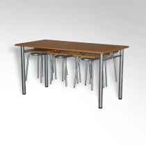 Стол обеденный 6-ти местый на металлокаркасе с навесами под табурет - «globural.ru» - Махачкала