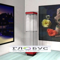 Витрина музейная стойка с фризом и дополнительной полкой - «globural.ru» - Махачкала