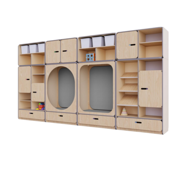 Детская стенка с местом для хранения и зонами отдыха из коллекции «НЕГА» (цвет бежевый) - «globural.ru» - Махачкала
