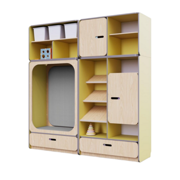 Детская стенка с местом для хранения и прямоугольной зоной отдыха из коллекции «НЕГА» (цвет желтый) - «globural.ru» - Махачкала