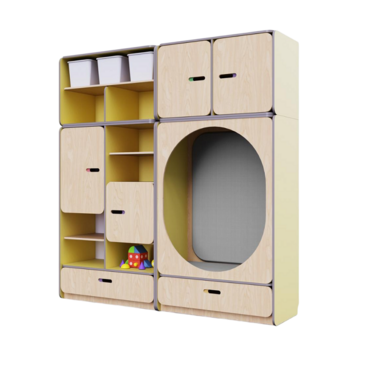Детская стенка с местом для хранения и овальной зоной отдыха из коллекции «НЕГА» (цвет желтый) - «globural.ru» - Махачкала