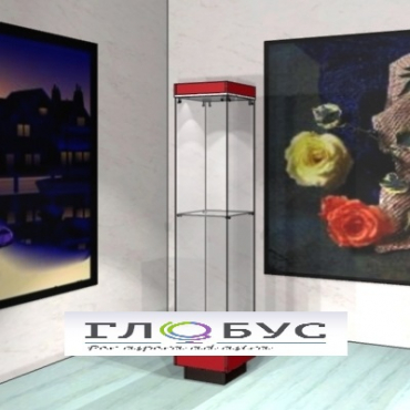 Витрина музейная стойка с фризом и дополнительной полкой - «globural.ru» - Махачкала